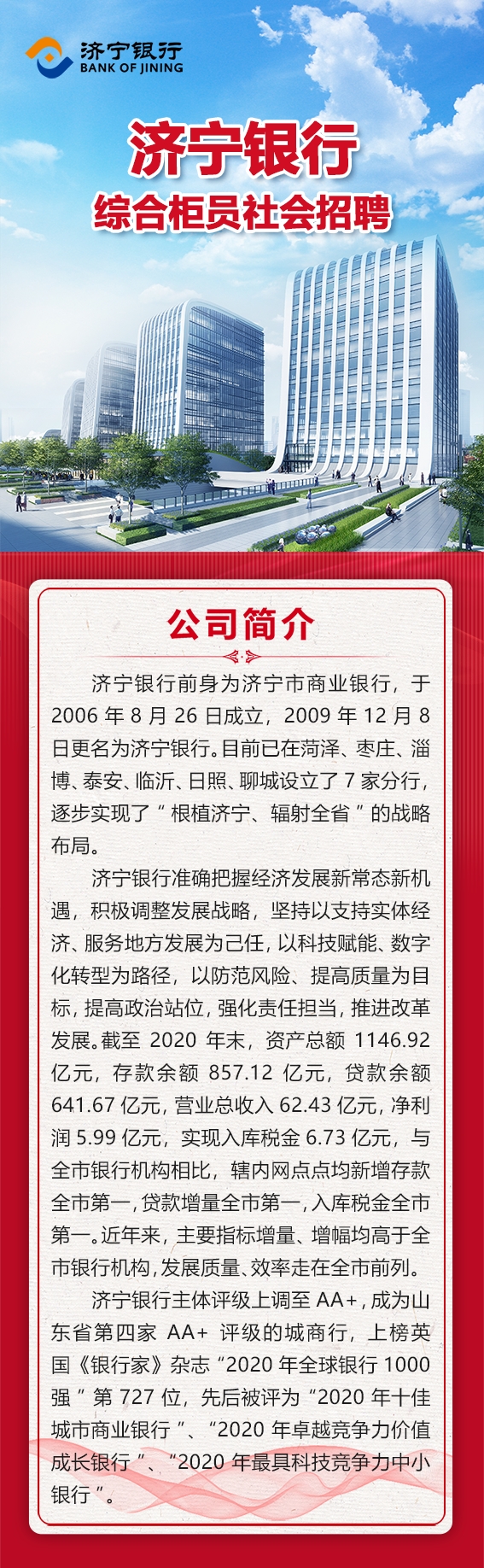 2021年濟寧銀行招聘公告（濟寧縣市區(qū)各分行有崗）